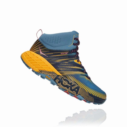 Hoka One One SPEEDGOAT MID 2 GORE-TEX Vegan Shoes For Women India Blue/Orange/Black IN-0835